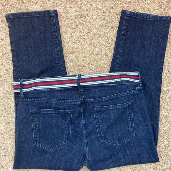 Eddie Bauer curvy crop jeans with Striped Belt Marilyn Monroe vibes runs big - Picture 2 of 8